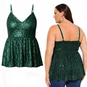 TORRID Peplum Sequin V-Neck Tank NWT Size‎ 2X